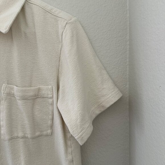 Arket Textured Casual Button Down Shirt Short Sleeve Cotton Ivory Sz XL - Picture 4 of 11